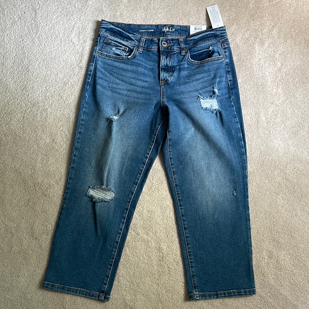 Style & Co. Curvy Mid Rise Denim Capris